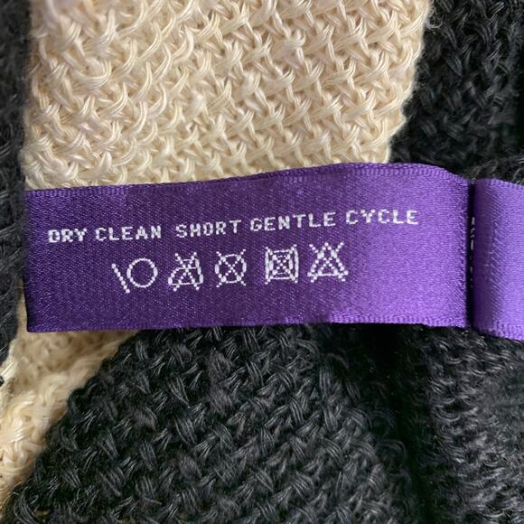 RALPH LAUREN Size M/L Black Beige Linen Silk Color Block Cardigan - Picture 12 of 12